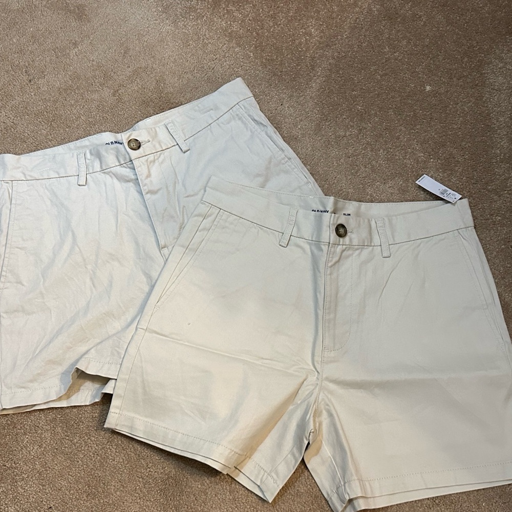 Old Navy Size 31 Slim lot of 2 built in flex Chino Shorts